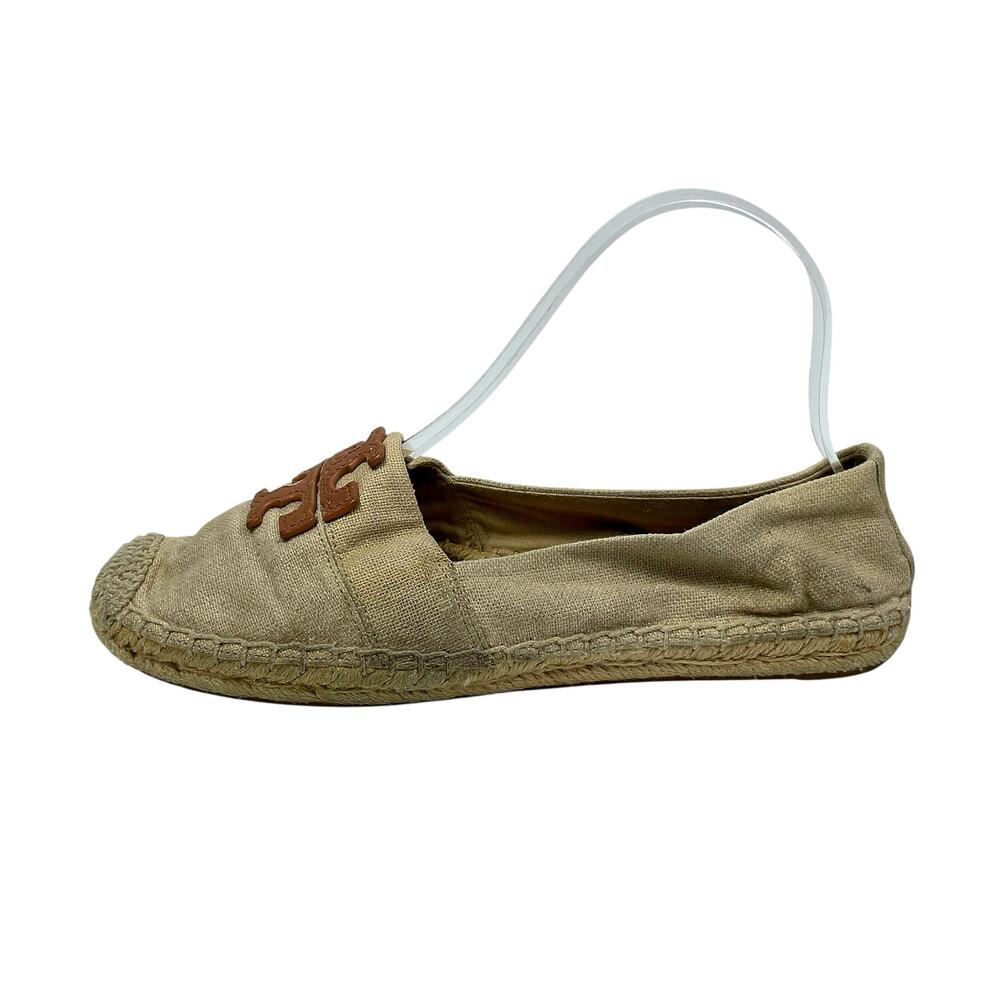 Tory Burch Weston Womens Canvas Logo Round Toe Slip On Espadrilles Flats Shoes 7